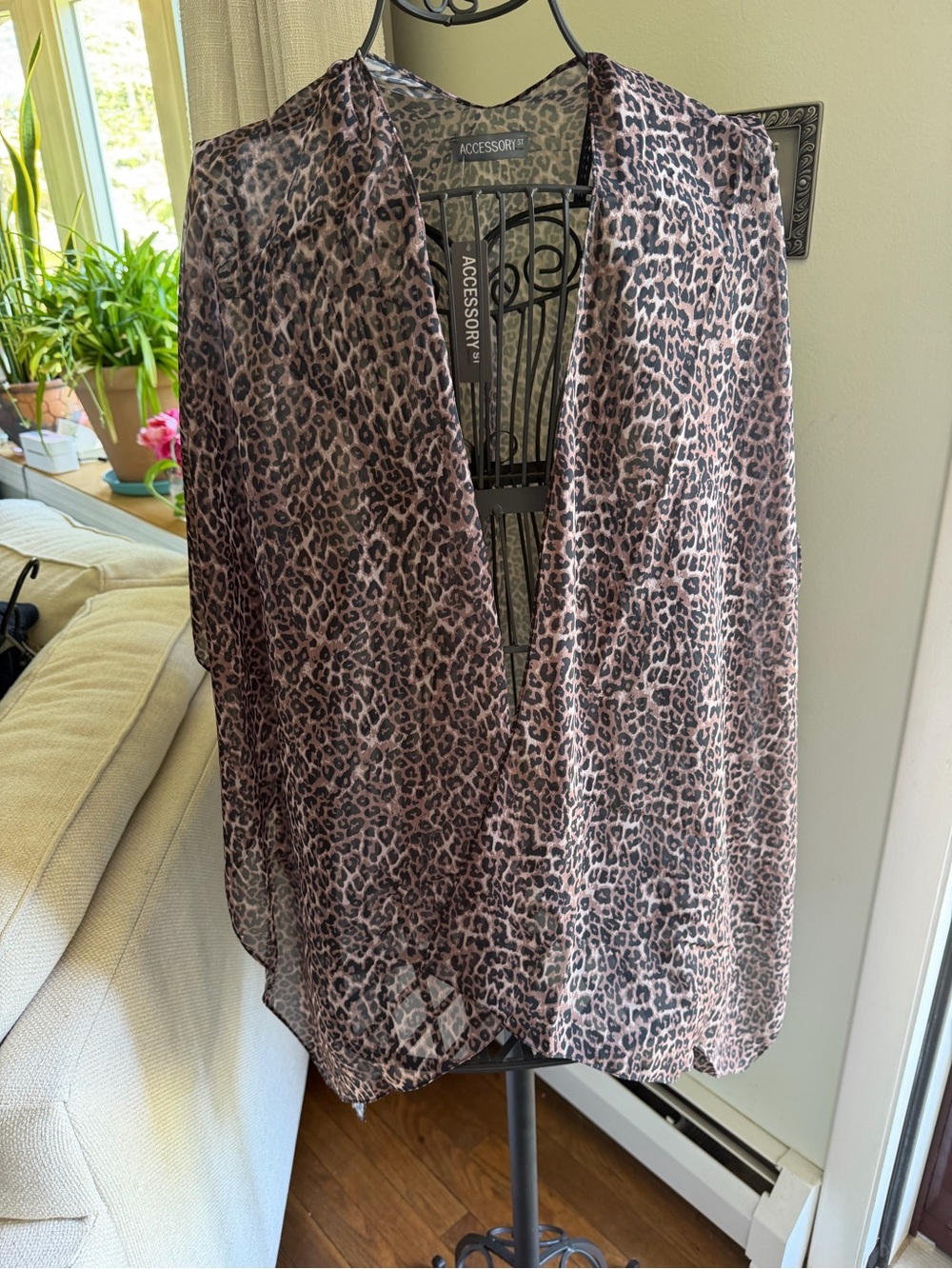 Accessory Collective Sheer Leopard Print Blouse - Brown/Black